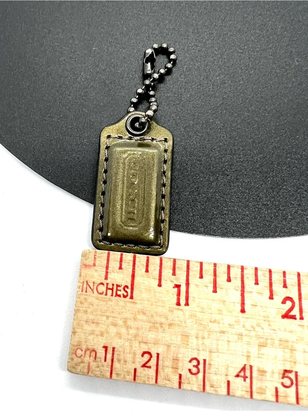 Coach Metallic Olive Green Leather Bag Charm Hangtag Replacement
